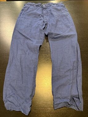 Men's Navy Linen Pants